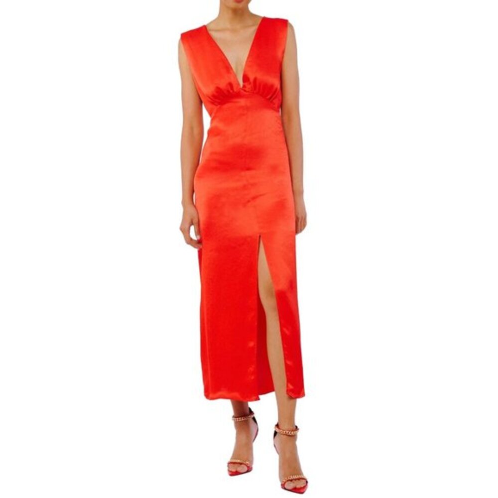 CIEBON Penny Back Cutout Satin Gown Red DRESS SIZE M